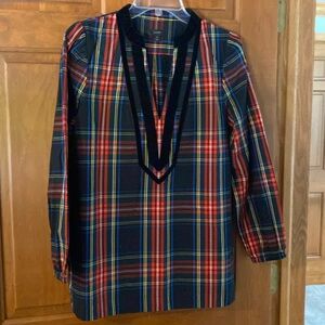 J Crew EUC plaid L/S tunic top
